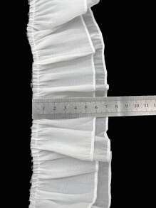 雪紡連衣裙下擺蕾絲麵料邊家紡婚紗連衣裙荷葉邊百褶緞帶,7cm寬 - 白色 - 查看 4