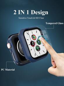 1入組鋼化膜手錶殼套適用於Apple Watch系列Ultra/SE/8/7/6/5/4/3/2/1,適合尺寸38/40/41/42/44/45/49mm - 藏蓝色 - 查看 3