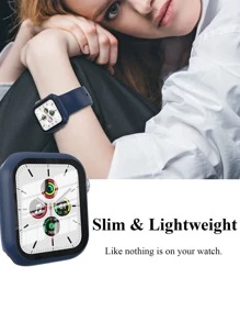 1入組鋼化膜手錶殼套適用於Apple Watch系列Ultra/SE/8/7/6/5/4/3/2/1,適合尺寸38/40/41/42/44/45/49mm - 藏蓝色 - 查看 4