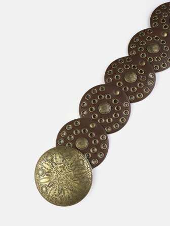 Boho 1st dambälte i metalliskt flerfärgat PU-material med bronsspänne och leopardmönster, trendig och populär sportgåva till flickvän, vintageklädaccessoar, ny stil i midjan för utklädning, jul, bröllop, fester och daglig användning Halloween, sommar, skola, höst, Halloween, Halloween