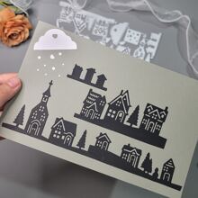 1 Khuôn cắt kim loại hình ngôi nhà Giáng sinh, dùng để trang trí album sổ lưu niệm DIY, khuôn cắt giấy nổi, thiệp chúc mừng, làm phong bì - Bạc - Xem 3