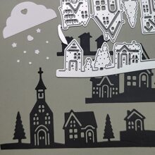 1 Khuôn cắt kim loại hình ngôi nhà Giáng sinh, dùng để trang trí album sổ lưu niệm DIY, khuôn cắt giấy nổi, thiệp chúc mừng, làm phong bì - Bạc - Xem 4