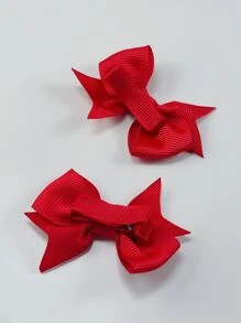 2 piezas lindo colorido cinta mini lazo Pinzas de cabello Set decorativo Accesorios de pelo - Rojo - Ver 3