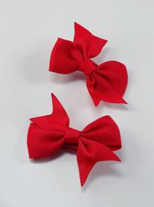 2 piezas lindo colorido cinta mini lazo Pinzas de cabello Set decorativo Accesorios de pelo - Rojo - Ver 4