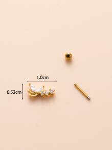 1個優雅極簡不鏽鋼蝴蝶螺旋穿孔耳針,配有微小的cz裝飾 - 金黃色 - 查看 3