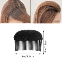 1pc Plastic Hair Insert Comb Pad Puff Styling Hair Tool For Princess Style - Black - View 3