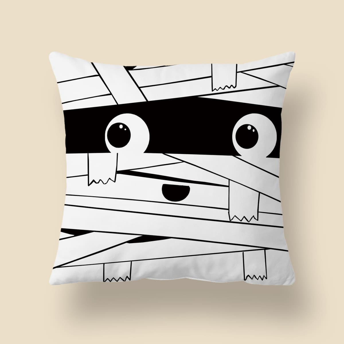 1入組簡約媽咪圖案黑白色抱枕套,卡通風格桃皮布製,沙發和床上裝飾理想之選(不含抱枕芯) - 黑與白 - 查看 1