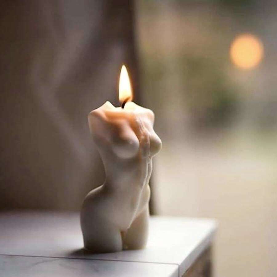 1入組女性香薰蠟燭,禮品,家庭裝飾用品,母親節,生日,適用於客廳和臥室,塑身 - 白色 - 查看 1