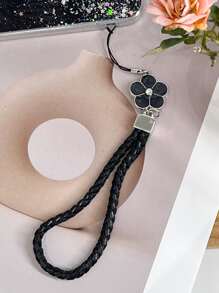 亮片裝飾手機外殼附帶繩子 - 黑色 - 查看 5