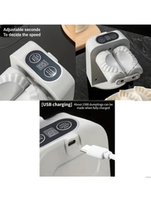 1pc Automatic Dumpling/Momo Maker With Adjustable Gears, Small Size, Rechargeable, Slouchy Kitchen Gadgets - White - View 7