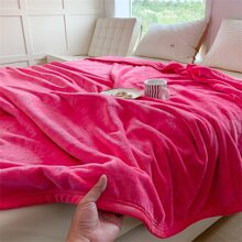 1入組極簡風格素色顏色法蘭絨搖粒絨柔軟的&濃烈香調毯子,理想適用於空調,沙發和家庭裝飾用品在臥室 - 彩色 - 查看 6