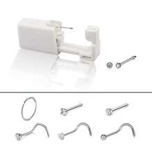 Nose Piercing Kit - Self Nose Piercing Gun, Disposable Safety Nose Percinging Kit With Nose Rings Stud Nose Piercings Gun Kit Tool - trắng - Xem 2