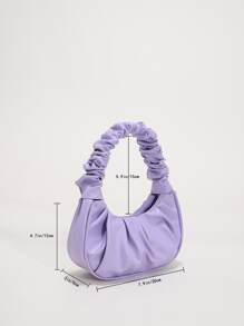 Mini Solid Colour Cloud Shaped Handbag With Pleats For Women - Mauve Purple - View 2
