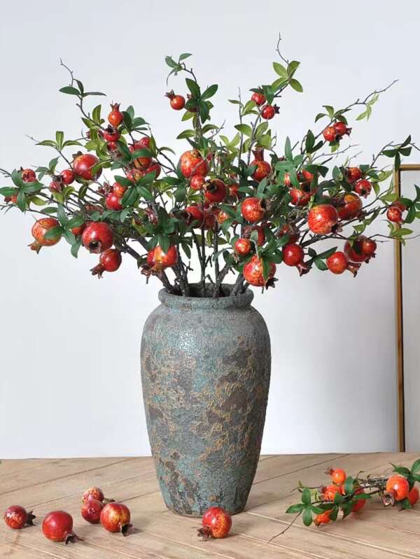 1 pièce Fleur de grenade artificielle, 80 cm, 6 têtes, idéale pour la décoration de la maison au salon et à la chambre à coucher, convient pour Halloween, la Fête des mères, la Saint-Valentin, les cadeaux d'anniversaire, de remise de diplôme, la décoration de jardin, les plantes d'extérieur, le jardinage, les fleurs artificielles