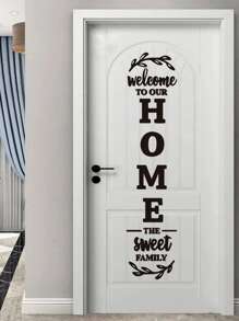 1set 3d Black Acrylic Home Letter Combination Wall Sticker, Self-adhesive Diy Wall Art Living Room Wall Decoration - Black - View 2