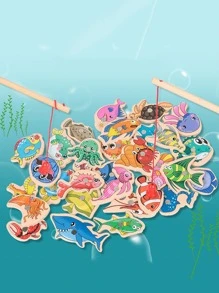 多功能磁力釣魚池有趣玩具兒童啟蒙海洋動物教育玩具套裝15條魚+1個釣竿（隨機風格） - 彩色 - 查看 6