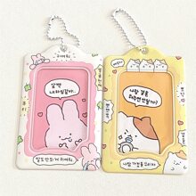 Cute 3-inch Card Holder, Cartoon Pattern Card Protective Cover With Pendant - Pink - View 7