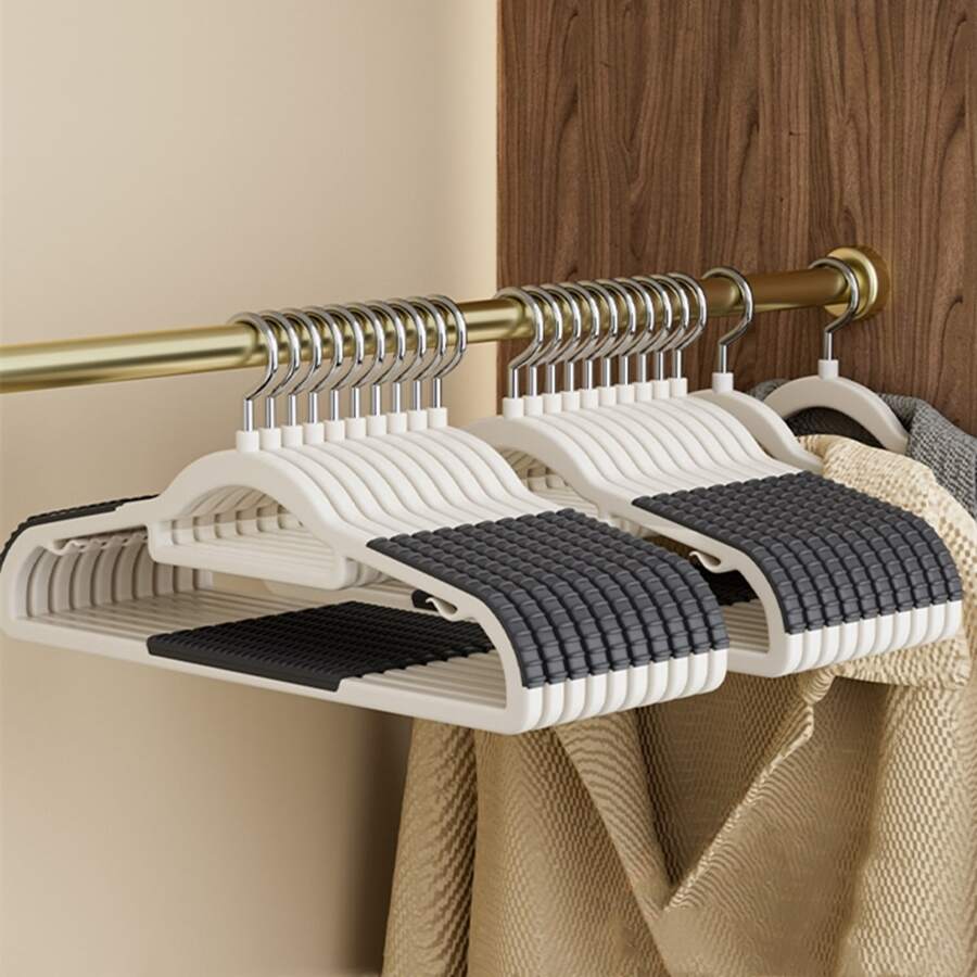 Set of 20 Plastic Hangers, Coat Hangers with U-Shaped Opening, Non-Slip, Space-Saving 360 Degree Swivel Hook, White and Dark Grey - Màu Xám nhạt - Xem 1