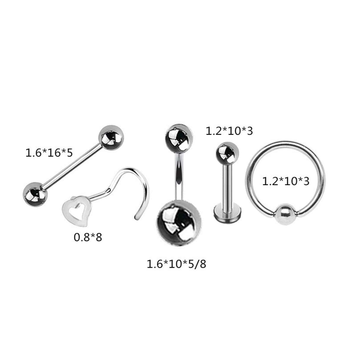 15PCS Belly Button Piercing Kit,14G Body Piercing Needles and