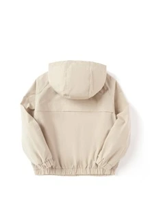 Balabala Cậu bé Tween Chi tiết Patched thư Tay Raglan Áo trùm đầu - Màu Khaki - Xem 2