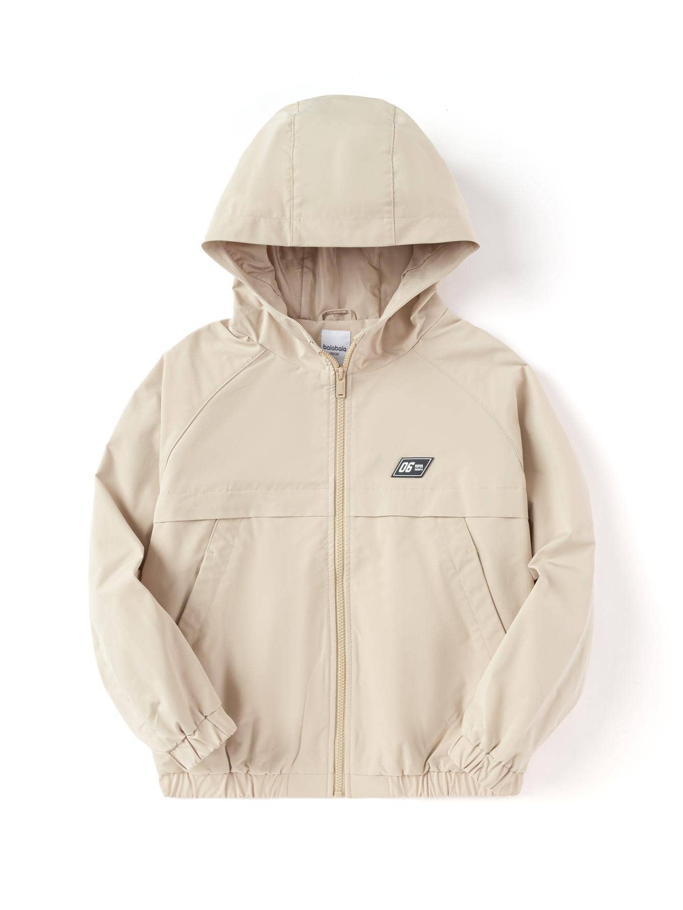 Balabala Cậu bé Tween Chi tiết Patched thư Tay Raglan Áo trùm đầu - Màu Khaki - Xem 1