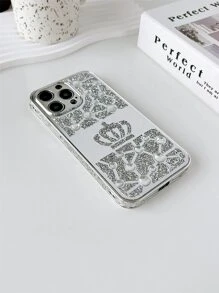 1 Ốp lưng bảo vệ gương họa tiết vương miện đính đá tương thích với iPhone 13 - Bạc - Xem 5