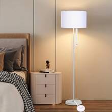 Floor Lamp for Living Room with 3 Color Temperatures, Pull Chain Switch and Pole Lights with Foot Switch, Standing Lamp Tall Industrial Reading for Bedroom, Office (9W LED Bulb) - White - View 3