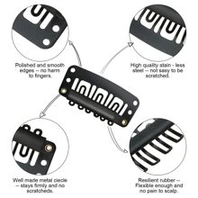 50pcs 6-Teeth U-Shaped Hair Extension Clip For Diy Hair Accessories Hair Clip, Length: 3.3cm/1.3'', Color: Black Casual Claw Clips Hair Claws Hair Barrettes, School Stuff - Black - View 3