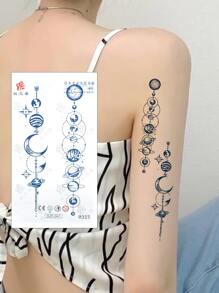 臨時假紋身貼,1張PVC星月印花持久紋身貼適合女士和男士