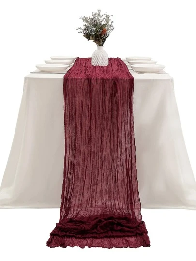 علم طاولة مطوي بالأعلى مزين بقماش رومانسي منقوش بوهيمي بطول 90*180 سم لحفل زفاف