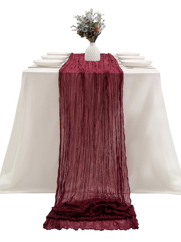 1pc Bohemian Style Gauze Rural Wedding Party Decorated Crinkle Cloth Table Runner 90*180cm