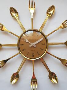Reloj De Pared Para Cocina Comedor Cuchara Tenedor Cuchillo - Dorado - Ver 3
