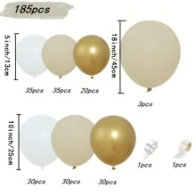 Kit fai-da-te per creare una ghirlanda ad arco con 185 palloncini in lattice bianco platino, ideale per decorare feste di compleanno, matrimoni, anniversari e pareti domestiche