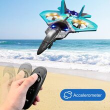 V17 RC Remote Control Airplane 2.4G Remote Control Fighter Hobby Plane Glider Airplane EPP Foam Toys RC Drone Kids Gift - Blue - View 2