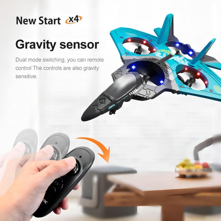 V17 RC Remote Control Airplane 2.4G Remote Control Fighter Hobby Plane Glider Airplane EPP Foam Toys RC Drone Kids Gift - Blue - View 1