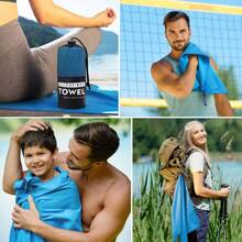 1 Stück Multi-funktions-schnell Trocknendes Handtuch: Unverzichtbar Für Yoga, Fitness Und Reisen, In 2er Oder 3er Sets Erhältlich; Super Absorbierendes Mikrofaser-sport Handtuch Decke Mit Doppelseitigem Plüsch-design, Erhältlich In Mehreren Farben Und Sets. - Blau - Übersicht 5