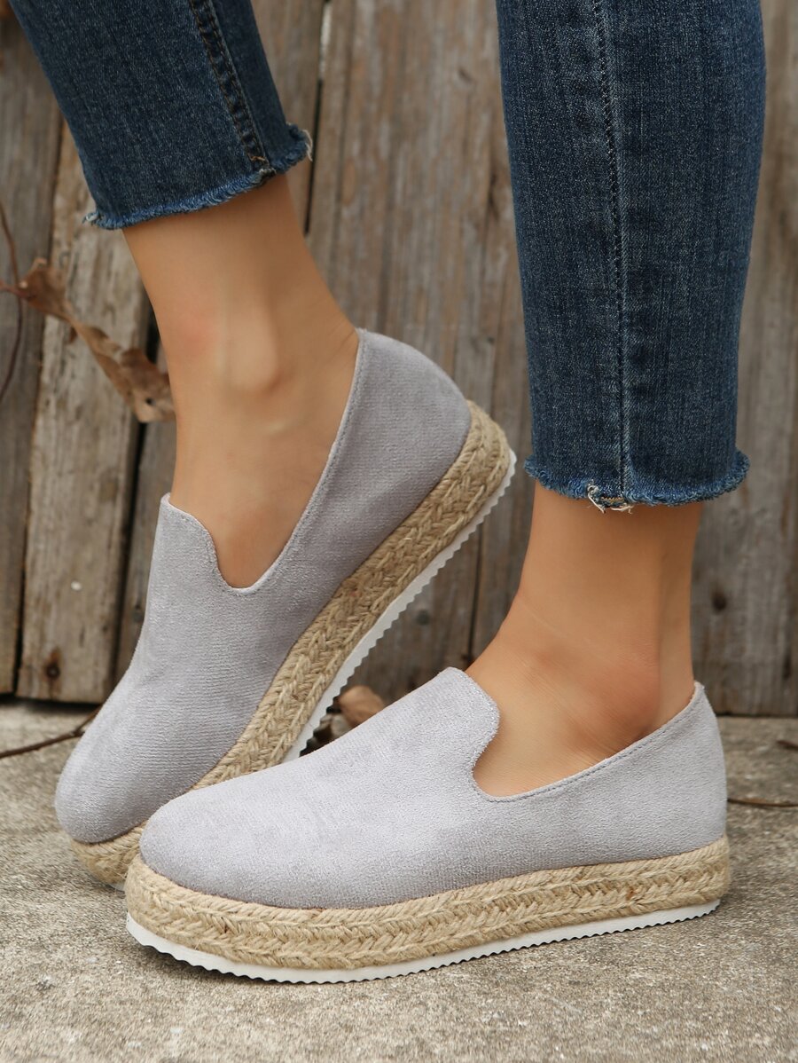 Women's New Handmade Fashionable Loafers For Spring & Autumn - Grey - View 1