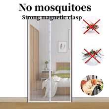 1pc Magnetic Anti-Mosquito Magic Mesh Door Curtain With Polyester Border Automatic Magnetic Screen Door Multiple Sizes Available In Black And White 80*210/90*210/100*210 - White - View 3