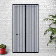 1pc Magnetic Anti-Mosquito Magic Mesh Door Curtain With Polyester Border Automatic Magnetic Screen Door Multiple Sizes Available In Black And White 80*210/90*210/100*210 - White - View 6