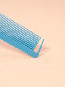 1pc Hair Dyeing Comb, Suitable For Teasing, Parting, Braiding With Tail Comb & Carbon Fiber Comb - Blue - View 3