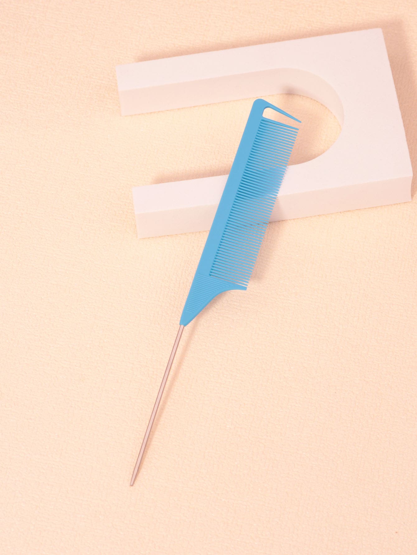 1pc Hair Dyeing Comb, Suitable For Teasing, Parting, Braiding With Tail Comb & Carbon Fiber Comb - Blue - View 1