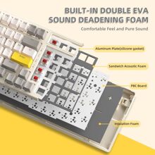 K3MAX Wired Gaming Keyboard, Apex Pro TKL Mechanical Keyboard 75% with 18 RGB LED Backlit, Compact Retro Keyboard Hot Swappable 100 Keys, Anti-ghosting MX Linear Red Switch, for Win/Mac - Yellow - View 9