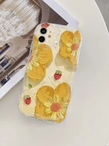 花卉图案手机壳，国际版，非国内版 - 無色 - 查看 2