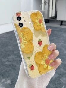 花卉图案手机壳，国际版，非国内版 - 無色 - 查看 4