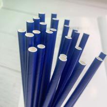 25pcs Dark Blue Solid Color Disposable Paper Straws, Perfect For Birthday Parties, Weddings, Engagements, Anniversaries, Etc.Christmas Gift - Blue - View 3