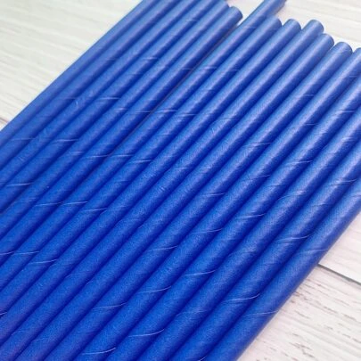 25 piezas Pajitas de papel desechables de color azul oscuro sólido, perfectas para fiestas de cumpleaños, bodas, compromisos, aniversarios, etc. Regalo de Navidad