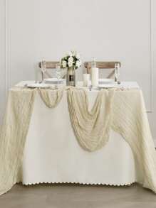 1 Pièce Drapeau De Table En Gaze Bohème Froissé Pour Mariage, Fête Et Rassemblement De Campagne 90*180cm