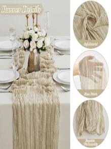 1 Pièce Drapeau De Table En Gaze Bohème Froissé Pour Mariage, Fête Et Rassemblement De Campagne 90*180cm