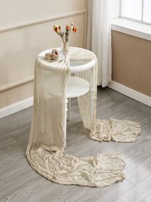 1 Pièce Drapeau De Table En Gaze Bohème Froissé Pour Mariage, Fête Et Rassemblement De Campagne 90*180cm