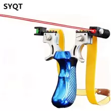 強大戶外打獵遊戲彈射器新款鐳射彈弓樹脂材料平底橡皮筋至選擇4色戶外玩具